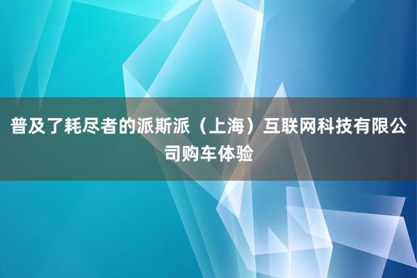 普及了耗尽者的派斯派（上海）互联网科技有限公司购车体验