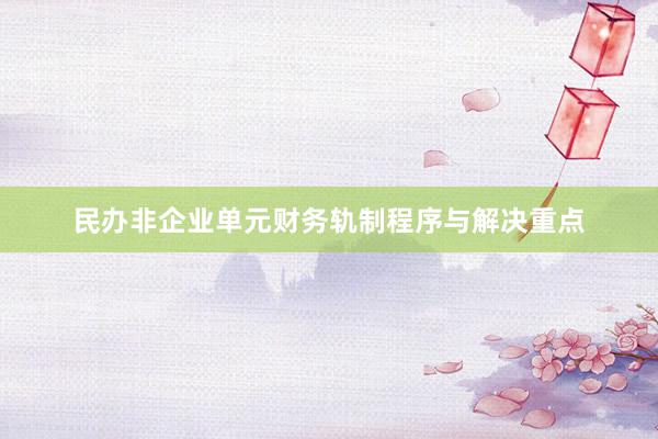 民办非企业单元财务轨制程序与解决重点
